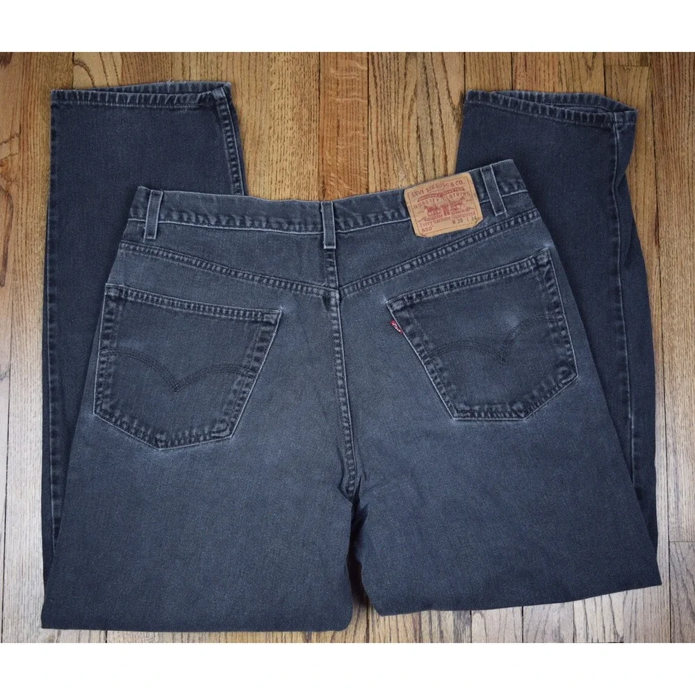 Vintage Levis 550 Men's Relaxed Fit‎ Taper Leg Black Denim Jeans Size 38x34
